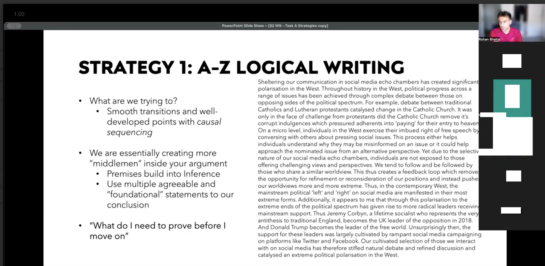 S2 strategy session — A-Z logical writing framework